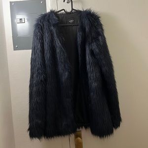 Blue Faux Fur Coat